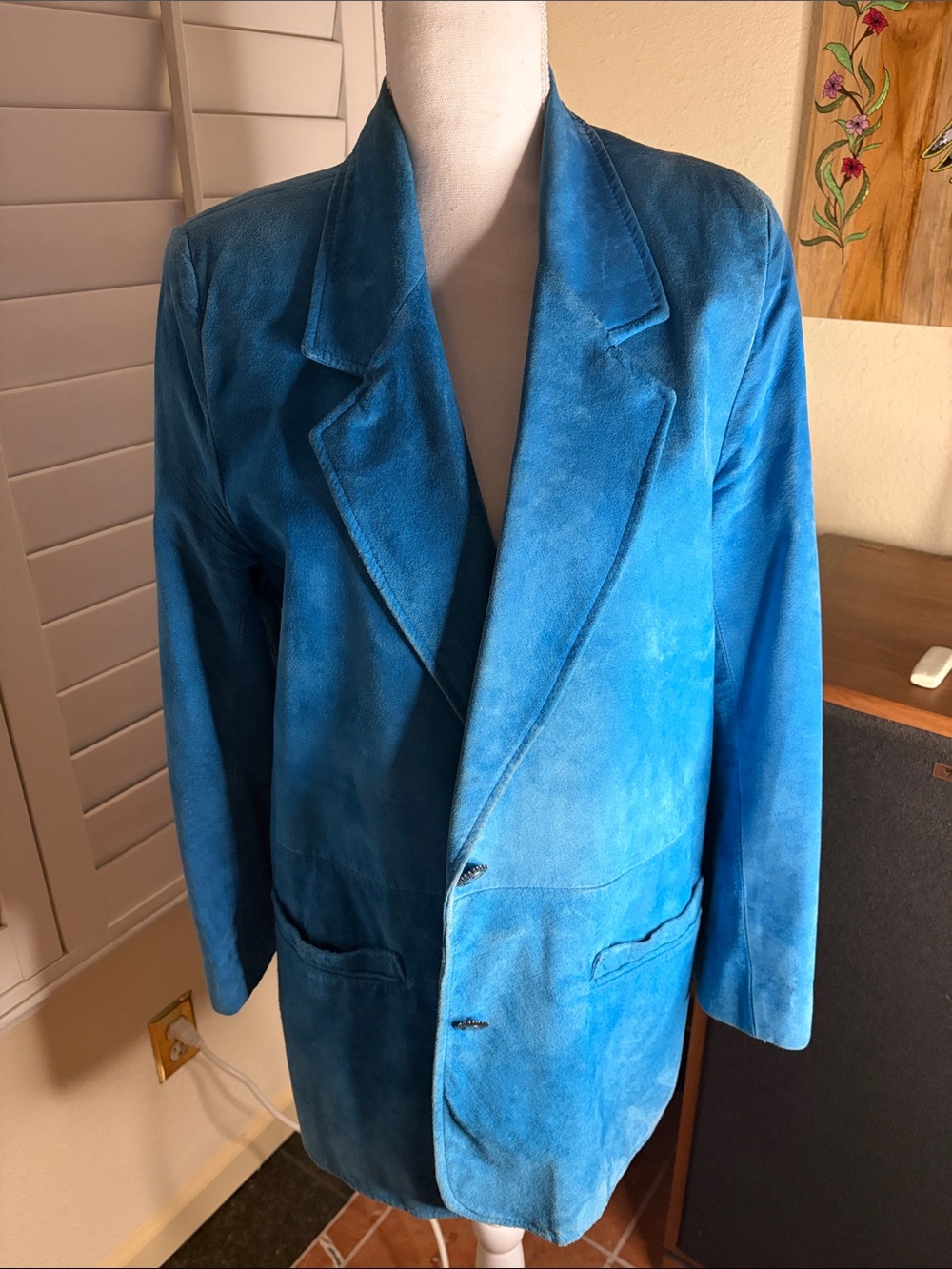 🤠🧥Vintage Pioneer Wear Aqua Genuine Suede Leather Jacket Made In The USA Size S